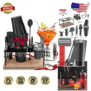 Compact Cocktail Shaker Set: 17-Piece Black Bartending Kit for Home Entertaining