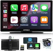 2025 Apple Carplay Screen for Car, 9" Wireless Apple Carplay & Android Auto,4K Dash Cam,1080p Backup Camera DVR,Car Audio Receivers GPS Navigation Mirror Link, Bluetooth,FM, Siri