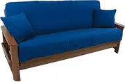 Solid Twill 8 to 9-inch Full Futon Cover Set with Two 18-inch Throw Pillows (Set of 3) - Royal Blue