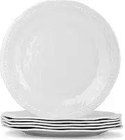 ZAINCA 10.5 inch Melamine Dinner Plates, Round Plates,Shatter Resistant, set of 6 White
