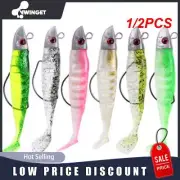 1/2PCS Shad with 9cm15g11cm 25g Jig Head Super Soft Vinyl Paddle Tails for Seaba