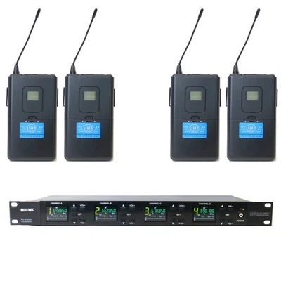 1 2 3 4 Ch Wireless Microphone System 4 Beige Headset Cardioid 4 BelPack UHF Mic