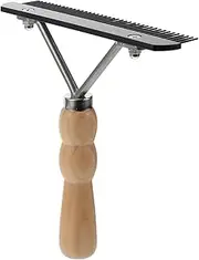 Abaodam Stainless Steel Wood Pet Grooming Rake Comb Dog Brush Comb for Pet Hair Removal Dematting Comfort Grip Handle Single Row Hair Grooming Tool