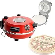 KELUNIS Electric Pizza Maker Pizza Oven 1200w Up To 400°C With 15 Minute Timer For Pizza Croissants CrêPes Etc,Red