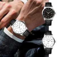 在飛比找PChome24h購物優惠-RHYTHM 麗聲 極簡設計簡約乾淨日期顯示皮革手錶-GS1
