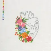 Spellbound Stitchery Floral Anatomy Heart Handpainted Needlepoint Canvas