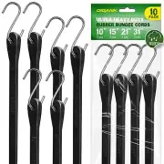 Bungee Cords with Hooks 10 Pack Heavy Duty Outdoor Rubber Tarp Straps in 10" ...