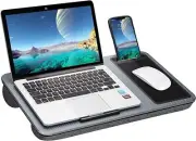 Portable Laptop Desk with Device Ledge, Mouse Pad and Phone Holder for Home O...