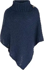 [KNIT FACTORY] Nicky Knitted Poncho - Women's Knitted Poncho with Collar - with Wool -