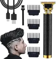 Yamloveme Trimmer, Cordless Hair Clipper, Calculation Hair Trimmer, Professional Cordless Hair Clippers Beard Trimmer for Men Zero Gapped Hair Clippers Cutting Grooming Kit (Black)