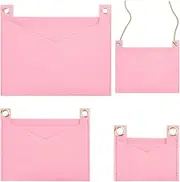 WADORN 3 Sizes Felt Purse Organizer Insert, Handbag Felt Organizer Tote Bag Divider Pocket Inside Envelope Shaper with Eyelets Rectangle Pocket Insert Liner for Women Clutch Pochette, Pink