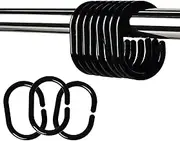 24 PCS Plastic Shower Curtain Rings Shower Curtain Hooks for Bathroom Shower Window Rod.(Black)
