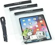 YUMQUA Waterproof Bags Large Size 3 Pack, Clear Watertight Pouch Holder for Document Map Camera Mobile Phone Car Key, fits Kayaking Boating Hiking Water Sports, Black