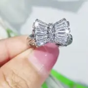 Bow Wedding Women Ring 1.56Ct Baguette Simulated Diamond 925 Sterling Silver