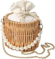 [WRITWAA] Unique Straw Woven Look Design for Women Rattan Tote Bag Fashion Shoulder Bag