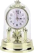 OKJHFD Antique Clock,European Retro Style Living Room Clock with Clear Cover Antique Silent Table Clock Home Decor(Gold)