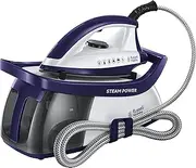 Russell Hobbs Steam Power Generator Iron, 1.3L Removable Water Tank, Ceramic Soleplate,130g Shot of Steam,110g Steam Output,Upright Storage,Carry handle, Cord Storage, 2600W 24440 Purple & White