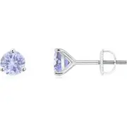 Martini-Set Round Tanzanite Stud Earrings