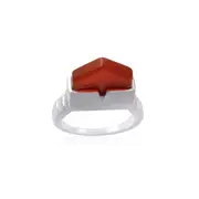 Lionel Ring in Sterling Silver with Red Carnelian Stone - Shiny Finish Jewellery in Australia