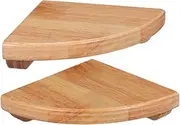 Luxshiny Wooden Fan-Shaped Corner Shelf 2pcs Floating Wall Shelving Kitchen Wall Shelves Bedroom Corner Storage Unit