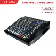 R-1600 1600W*2 8CH Power Mixer KTV Mixing Console w/Bluetooth Reverb Equalizer
