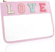 IWOWHERO Vanity Bag for Women Makeup Storage Organizer Zipper Lightweight PVC Travel Pouch for Cosmetics Snacks Jewelry and Travel Essentials