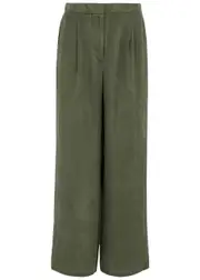 Eileen Fisher Pleated Wide-leg Jersey Trousers - Khaki - M (UK 14-16 / L) M (UK 14-16 / L)