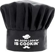 [XBPDMWIN] Chef Hats for Men Funny Black, Mr. Good Looking is Cooking Cooking Hat Adjustable Kitchen Chef Hat Gifts for Birthday Father's Day Christmas