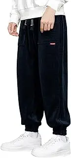 [Generic] Mens Corduroy Joggers Pants Loose Fit Cargo Pants Drawstring Elastic Waist Baggy Tapered Sweatpants with Pockets