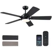 Ceiling Fans with Lights - 52 Inch Black Low Profile Ceiling Fan with Remote ...
