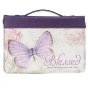 Bible Cover-Blessed/Butterfly Blessings (Jeremiah 17:7)-Purple Faux Leather