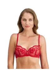 [Pleasure State] Lace Me Up Balconette Bra in Jester Red