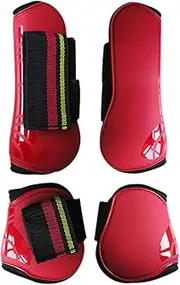 koolsoo 4Pcs Horse Tendon Boots Wraps Cushioning Inner Pad Horse Boots for Front and Hind Legs Leg Guard for Equine Sports Training, Red