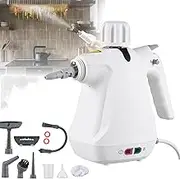 1000W Portable/Handheld Steam Cleaner, High Temperature Pressurized- Steam Cleaning Machine, One-Touch Activation, with Brush Heads/Measuring Cup, for Kitchen/Bathroom/Car,30×13×23.5CM