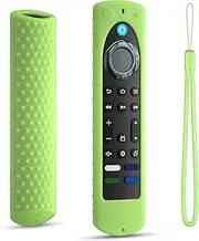 [DUOLAXMENG] Silicone Cover for Fire TV Stick 4K+ Max 2nd gen 2023 Remote Cover, Toshiba/Insignia Smart TV Remote Silicone Case Cover Anti-Slip Sleeve with Lanyard (Luminousgreen)