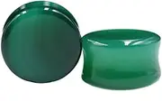 [Cykdohy] Green Agate Ear Plugs Double Flared Expander Earrings for Women Men 1 Pair Natural Solid Stone Saddle Ears Stretching Tunnels Gauges Stretcher Lobe Earring Body Piercing Jewelry Size 2g to 5/8''