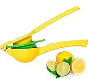 Daseeme Metal 2-in-1 Lemon Lime Squeezer - Hand Juicer Lemon Squeezer - Max Extraction Manual Citrus Juicer (Vibrant Yellow and Blue Atoll