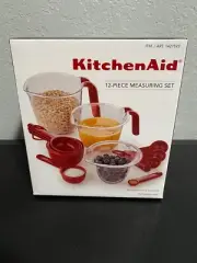 NEW Red KitchenAid 12 Piece Measuring Cups and Spoons Set Great for College/Home