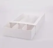 24 Macaron Dessert Box with Slide Cover & Clear Window - Gloss White