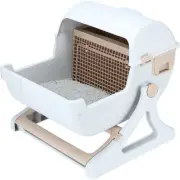 Petscene Cat Toilet Pet Semi Automatic Hand Free Easy Clean Litter Box Cat Fu...