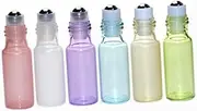 Gogogmee 12Pcs Glass Roll Bottles Portable Essential Oil Containers Pearl Colors Each of Green White Blue Pink Purple for Travel and Easy Dispensing