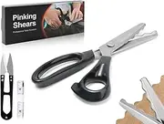 Anlising Pinking Scissors, 18 mm Wave Scissors, Fabric Scissors, Serrated Scissors, Stainless Steel Sharp Scissors, Zigzag Scissors, Lace Scissors, Dressmaking Scissors, for Cutting Fabric, Clothes,