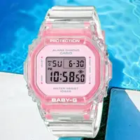 在飛比找momo購物網優惠-【CASIO 卡西歐】BABY-G 夏季透明方形女錶電子錶(
