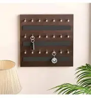 Wooden Wall Mount Home Decor Key Chain Holder Key Hooks Wenge (21 Keys)