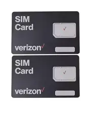 2X New Verizon Wireless 4G LTE Verizon SIM Cards - 3 in 1 Triple Cut Nano Micro