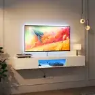 Gloss Floating TV Stand Wall Mounted 16 Color LED Media Console Table For up 65"