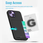 iPhone 14 Pro Max Slim & Tough Case Cover with Card Holder: Screen & Camera Guard, Drop Protection, Strong Build - Frosted Clear