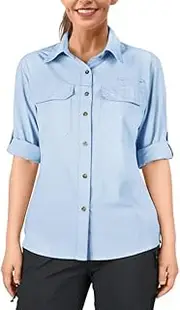 [33,000ft] Women's Hiking Shirts UPF50+ UV Protection Outdoor Shirt Quick Drying Casual Shirt Long Sleeve Functional Shirt Fishing Shirt for Walking Safari Travel Golf