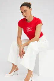 Red Graphic Tee Short Sleeve - Size S, Women's Graphic Tee