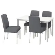 DANDERYD / BERGMUND table and 4 chairs, white/Gunnared medium grey, 130 cm